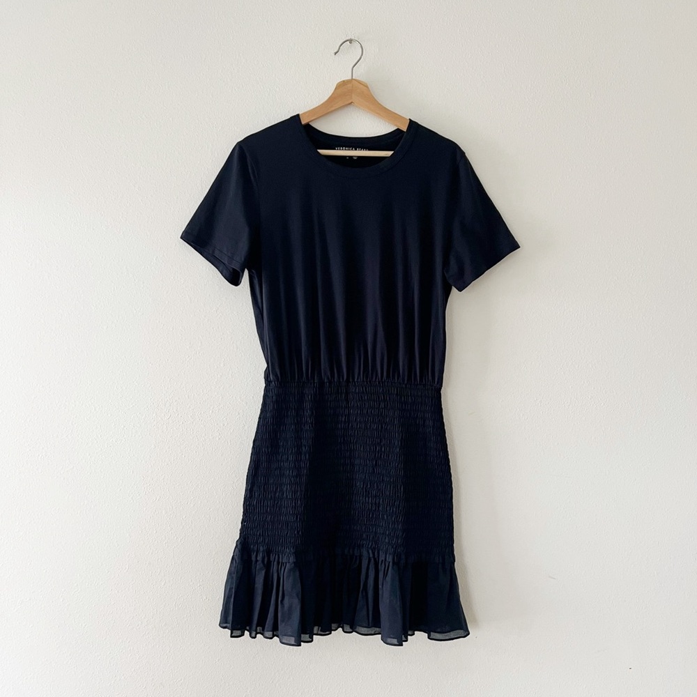 VERONICA BEARD | Aberdeen Tee Shirt Dress in Navy | M - Picture 2 of 4